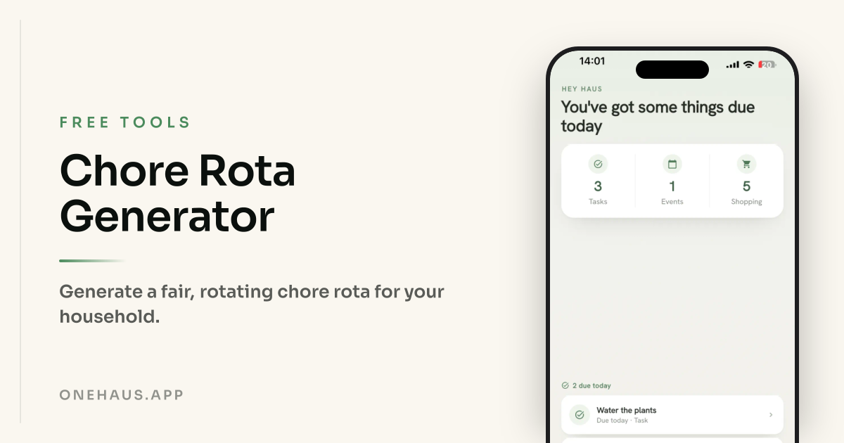 Chore Rota Generator (Free Printable, Fair Rotation) | OneHaus