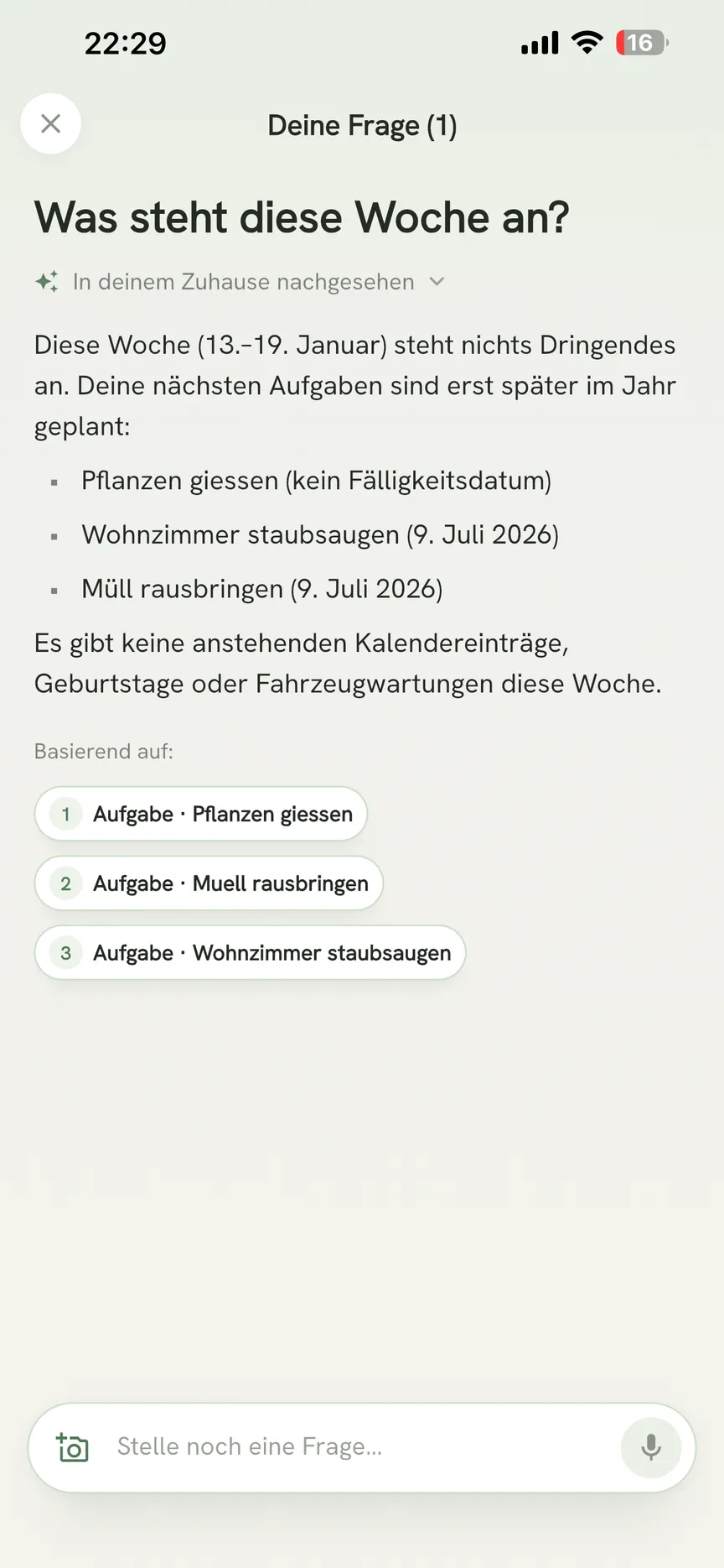 OneHaus fragen, was diese Woche ansteht