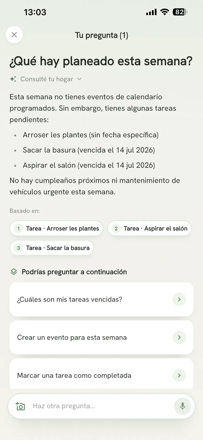 Preguntar a OneHaus qué hay esta semana